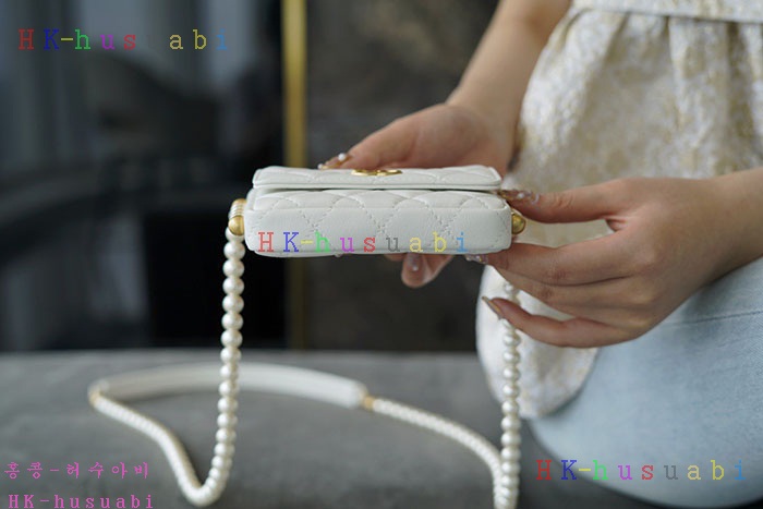 ★미러급★샤넬 CC로고 클래식 램스킨 진주 스트랩 플랩 카드 홀더 미니백 AP2185 (2컬러)