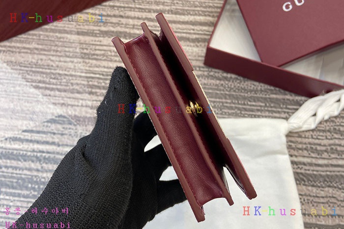 ★미러급★구찌 GG 모노그램 패브릭 올빼미 가죽 패치 미니 지갑 818767